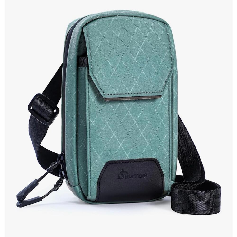 Simtop Crossbody Phone Bag Blue Duraflex Buckle Nylon Diamond NWT